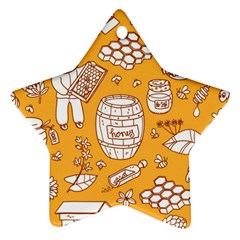 Vector-honey-element-doodle-seamless-pattern-with-beehive-beeke Star Ornament (two Sides) by uniart180623