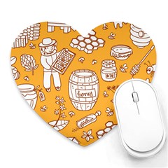 Vector-honey-element-doodle-seamless-pattern-with-beehive-beeke Heart Mousepad by uniart180623