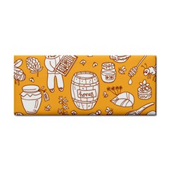 Vector-honey-element-doodle-seamless-pattern-with-beehive-beeke Hand Towel by uniart180623