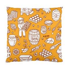 Vector-honey-element-doodle-seamless-pattern-with-beehive-beeke Standard Cushion Case (one Side) by uniart180623