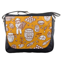 Vector-honey-element-doodle-seamless-pattern-with-beehive-beeke Messenger Bag by uniart180623