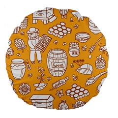 Vector-honey-element-doodle-seamless-pattern-with-beehive-beeke Large 18  Premium Flano Round Cushions by uniart180623