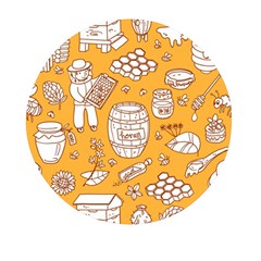 Vector-honey-element-doodle-seamless-pattern-with-beehive-beeke Mini Round Pill Box by uniart180623