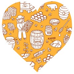 Vector-honey-element-doodle-seamless-pattern-with-beehive-beeke Wooden Puzzle Heart by uniart180623