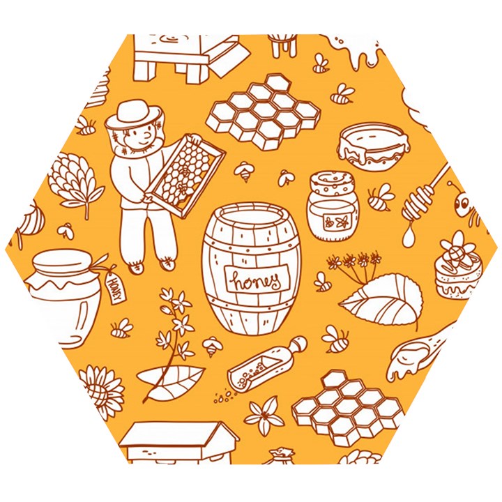 Vector-honey-element-doodle-seamless-pattern-with-beehive-beeke Wooden Puzzle Hexagon