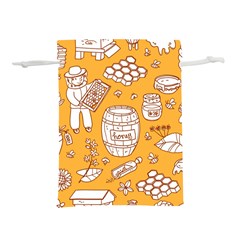 Vector-honey-element-doodle-seamless-pattern-with-beehive-beeke Lightweight Drawstring Pouch (s) by uniart180623