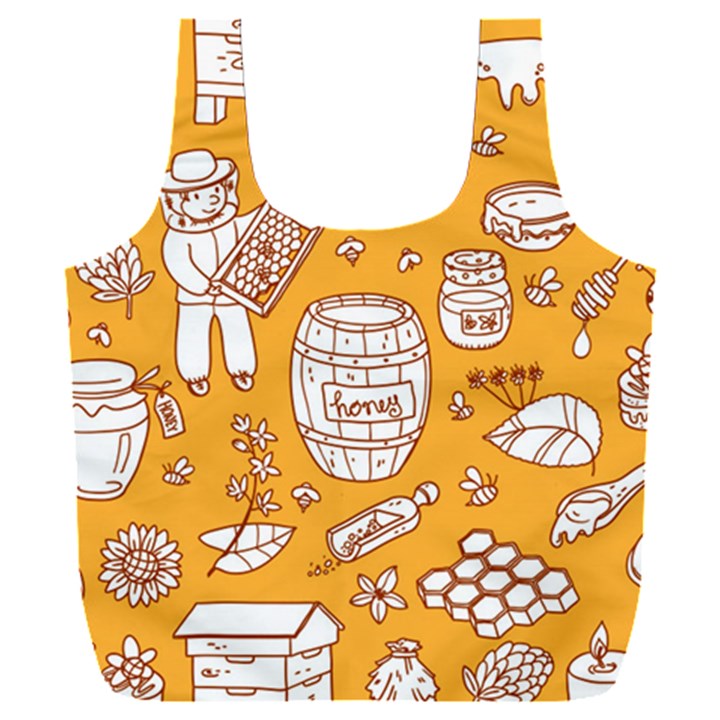 Vector-honey-element-doodle-seamless-pattern-with-beehive-beeke Full Print Recycle Bag (XXXL)