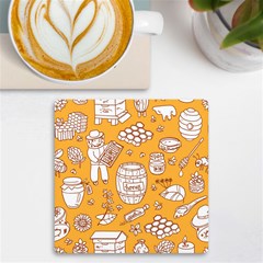 Vector-honey-element-doodle-seamless-pattern-with-beehive-beeke Uv Print Square Tile Coaster  by uniart180623