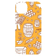 Vector-honey-element-doodle-seamless-pattern-with-beehive-beeke Iphone 14 Plus Black Uv Print Case