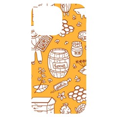 Vector-honey-element-doodle-seamless-pattern-with-beehive-beeke Iphone 14 Pro Max Black Uv Print Case