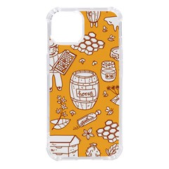 Vector-honey-element-doodle-seamless-pattern-with-beehive-beeke Iphone 14 Tpu Uv Print Case