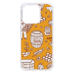 Vector-honey-element-doodle-seamless-pattern-with-beehive-beeke Iphone 14 Pro Tpu Uv Print Case