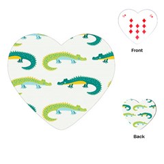 Cute-cartoon-alligator-kids-seamless-pattern-with-green-nahd-drawn-crocodiles Playing Cards Single Design (heart) by uniart180623