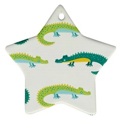 Cute-cartoon-alligator-kids-seamless-pattern-with-green-nahd-drawn-crocodiles Star Ornament (two Sides)