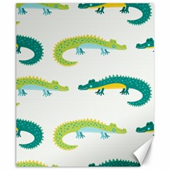 Cute-cartoon-alligator-kids-seamless-pattern-with-green-nahd-drawn-crocodiles Canvas 8  X 10  by uniart180623