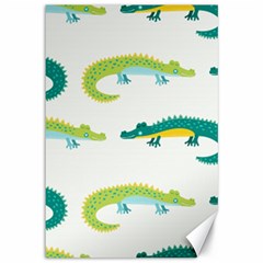 Cute-cartoon-alligator-kids-seamless-pattern-with-green-nahd-drawn-crocodiles Canvas 12  X 18  by uniart180623