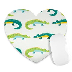 Cute-cartoon-alligator-kids-seamless-pattern-with-green-nahd-drawn-crocodiles Heart Mousepad by uniart180623