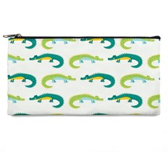 Cute-cartoon-alligator-kids-seamless-pattern-with-green-nahd-drawn-crocodiles Pencil Case by uniart180623