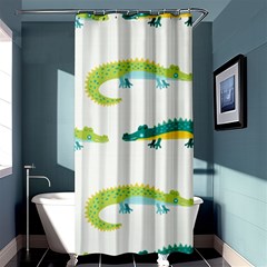 Cute-cartoon-alligator-kids-seamless-pattern-with-green-nahd-drawn-crocodiles Shower Curtain 36  X 72  (stall)  by uniart180623