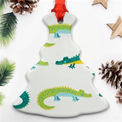 Cute-cartoon-alligator-kids-seamless-pattern-with-green-nahd-drawn-crocodiles Ornament (christmas Tree)  by uniart180623