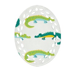 Cute-cartoon-alligator-kids-seamless-pattern-with-green-nahd-drawn-crocodiles Oval Filigree Ornament (two Sides) by uniart180623