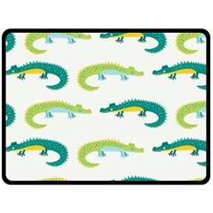 Cute-cartoon-alligator-kids-seamless-pattern-with-green-nahd-drawn-crocodiles Two Sides Fleece Blanket (large) by uniart180623