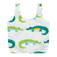 Cute-cartoon-alligator-kids-seamless-pattern-with-green-nahd-drawn-crocodiles Full Print Recycle Bag (l) by uniart180623