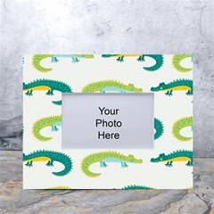 Cute-cartoon-alligator-kids-seamless-pattern-with-green-nahd-drawn-crocodiles White Tabletop Photo Frame 4 x6 