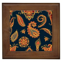 Bright-seamless-pattern-with-paisley-mehndi-elements-hand-drawn-wallpaper-with-floral-traditional Framed Tile by uniart180623