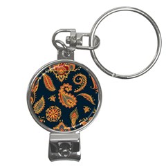 Bright-seamless-pattern-with-paisley-mehndi-elements-hand-drawn-wallpaper-with-floral-traditional Nail Clippers Key Chain by uniart180623