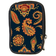 Bright-seamless-pattern-with-paisley-mehndi-elements-hand-drawn-wallpaper-with-floral-traditional Compact Camera Leather Case by uniart180623