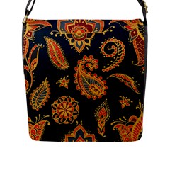 Bright-seamless-pattern-with-paisley-mehndi-elements-hand-drawn-wallpaper-with-floral-traditional Flap Closure Messenger Bag (l) by uniart180623