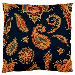 Bright-seamless-pattern-with-paisley-mehndi-elements-hand-drawn-wallpaper-with-floral-traditional Large Premium Plush Fleece Cushion Case (two Sides) by uniart180623