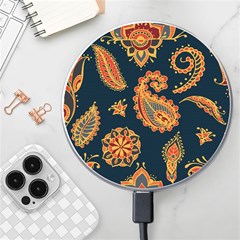 Bright-seamless-pattern-with-paisley-mehndi-elements-hand-drawn-wallpaper-with-floral-traditional Wireless Fast Charger(white) by uniart180623