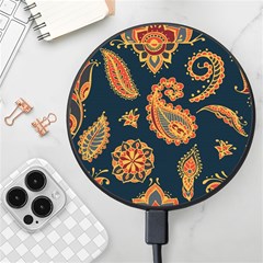 Bright-seamless-pattern-with-paisley-mehndi-elements-hand-drawn-wallpaper-with-floral-traditional Wireless Fast Charger(black) by uniart180623