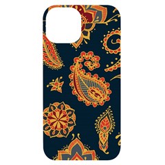 Bright-seamless-pattern-with-paisley-mehndi-elements-hand-drawn-wallpaper-with-floral-traditional Iphone 14 Black Uv Print Case