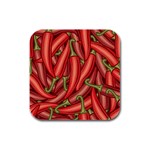 Seamless-chili-pepper-pattern Rubber Square Coaster (4 pack) Front