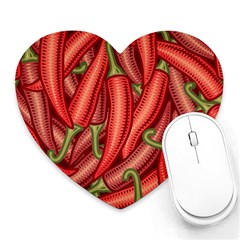 Seamless-chili-pepper-pattern Heart Mousepad by uniart180623