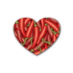 Seamless-chili-pepper-pattern Rubber Coaster (heart) by uniart180623