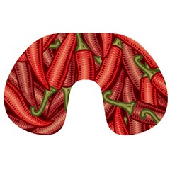 Seamless-chili-pepper-pattern Travel Neck Pillow by uniart180623