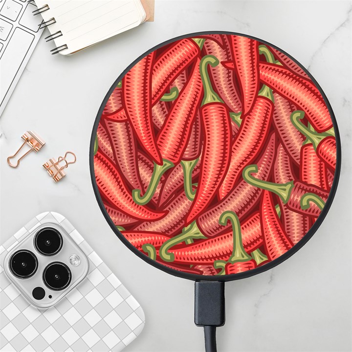 Seamless-chili-pepper-pattern Wireless Fast Charger(Black)