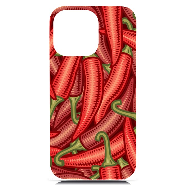 Seamless-chili-pepper-pattern iPhone 14 Pro Max Black UV Print Case