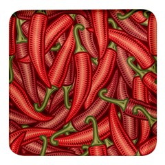 Seamless-chili-pepper-pattern Square Glass Fridge Magnet (4 Pack) by uniart180623