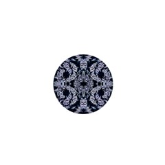 Cobalt Grey Arabesque 1  Mini Buttons by kaleidomarblingart