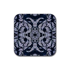 Cobalt Grey Arabesque Rubber Coaster (square) by kaleidomarblingart