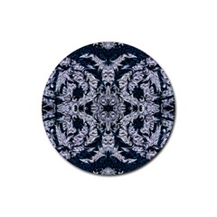 Cobalt Grey Arabesque Rubber Round Coaster (4 Pack) by kaleidomarblingart