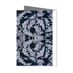 Cobalt Grey Arabesque Mini Greeting Cards (pkg Of 8) by kaleidomarblingart