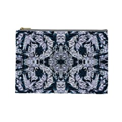 Cobalt Grey Arabesque Cosmetic Bag (large) by kaleidomarblingart