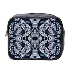 Cobalt Grey Arabesque Mini Toiletries Bag (two Sides) by kaleidomarblingart