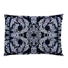 Cobalt Grey Arabesque Pillow Case (two Sides) by kaleidomarblingart